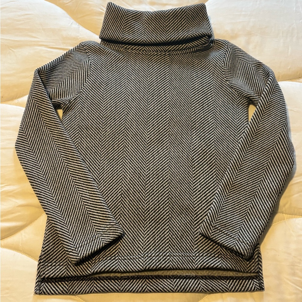 Super Soft & Comfy! J Crew Herringbone Funnel Neck Sweatshirt (Black and White)